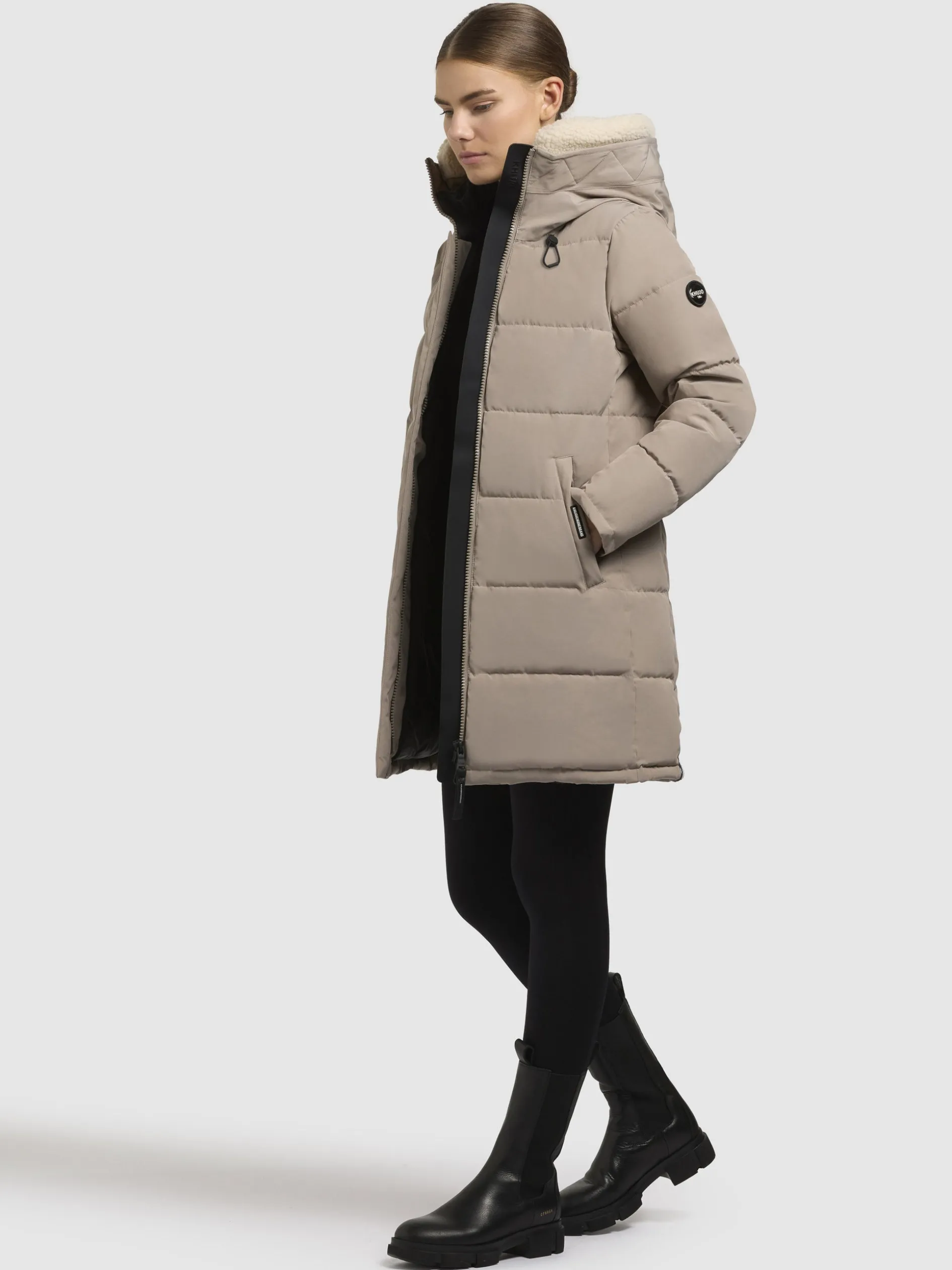 Mantel FALTD TEDDY Graubeige