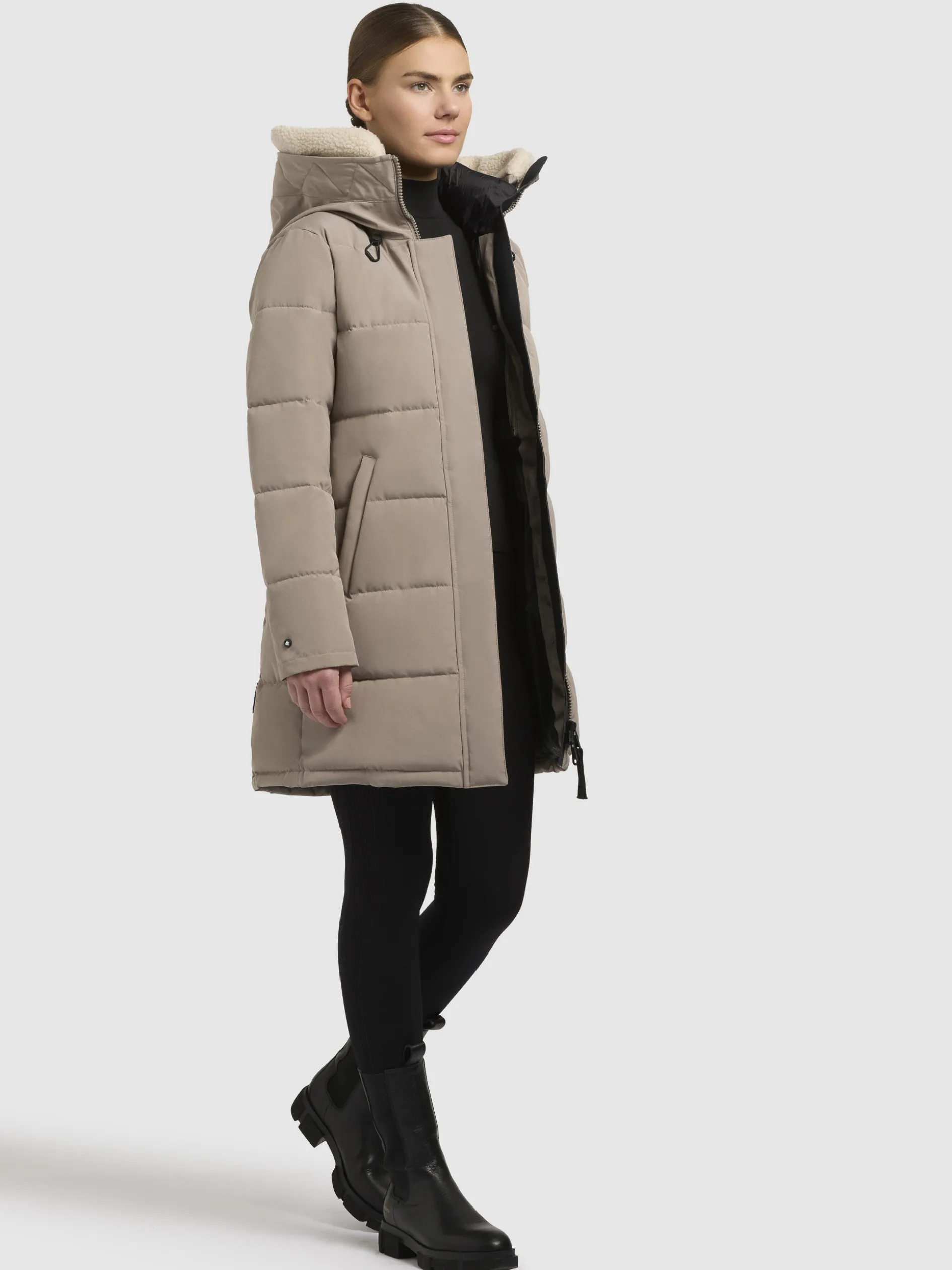 Mantel FALTD TEDDY Graubeige